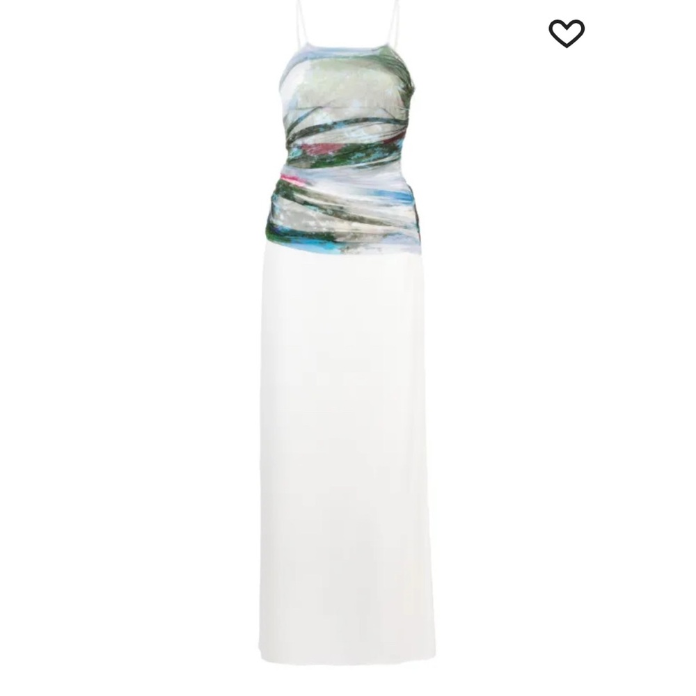 Christopher Esber White and Green Lucid garden-print draped-panel maxi dress